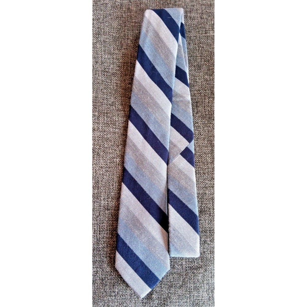 Tie 70s 80s 90s Y2K Mens Bar III Blue Gray Stripe 2.5 Wide 58 Long